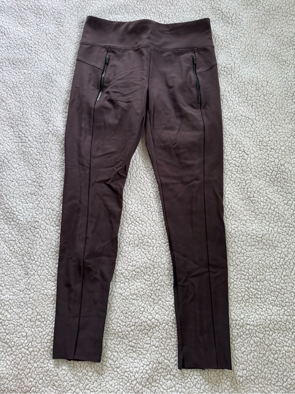 Athleta Dark Brown High-Waist Leggings with Zip Pockets